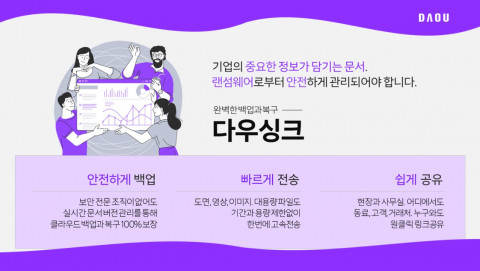 다우기술이 완벽한 백업과 복구를 보장하는 클라우드 문서 플랫폼 ‘다우싱크’ 서비스의 특허를 취득했다